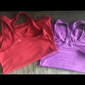Two Lululemon size 8 racerback tanks